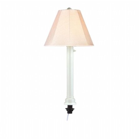 BRILLIANTBULB Umbrella Table Lamp 20771 with 2 in. white tube body and antique beige linen Sunbrella shade fabric BR2632163